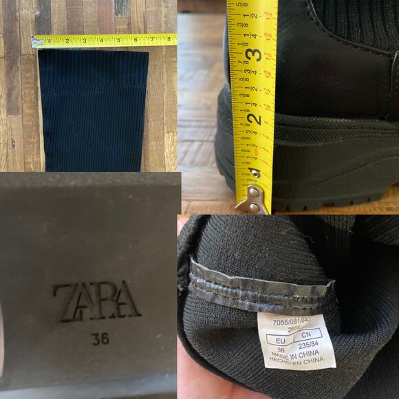 Zara Chunky Knee High Sock Boots, Size 36 Black - Picture 6 of 6